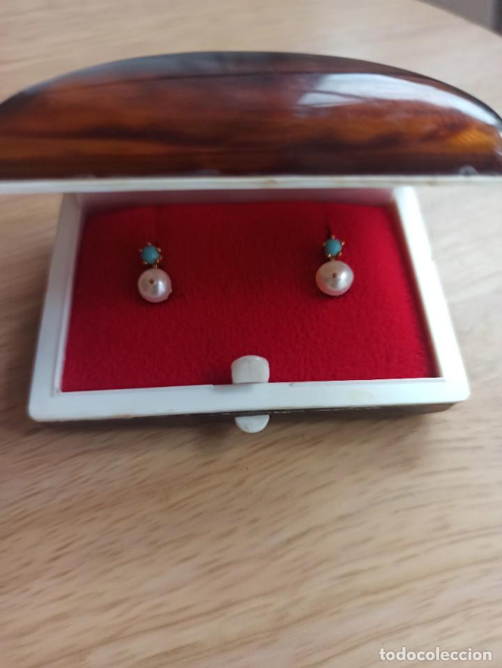 Joyeria: Pendientes ni&ntilde;a perla y turquesa - Foto 1