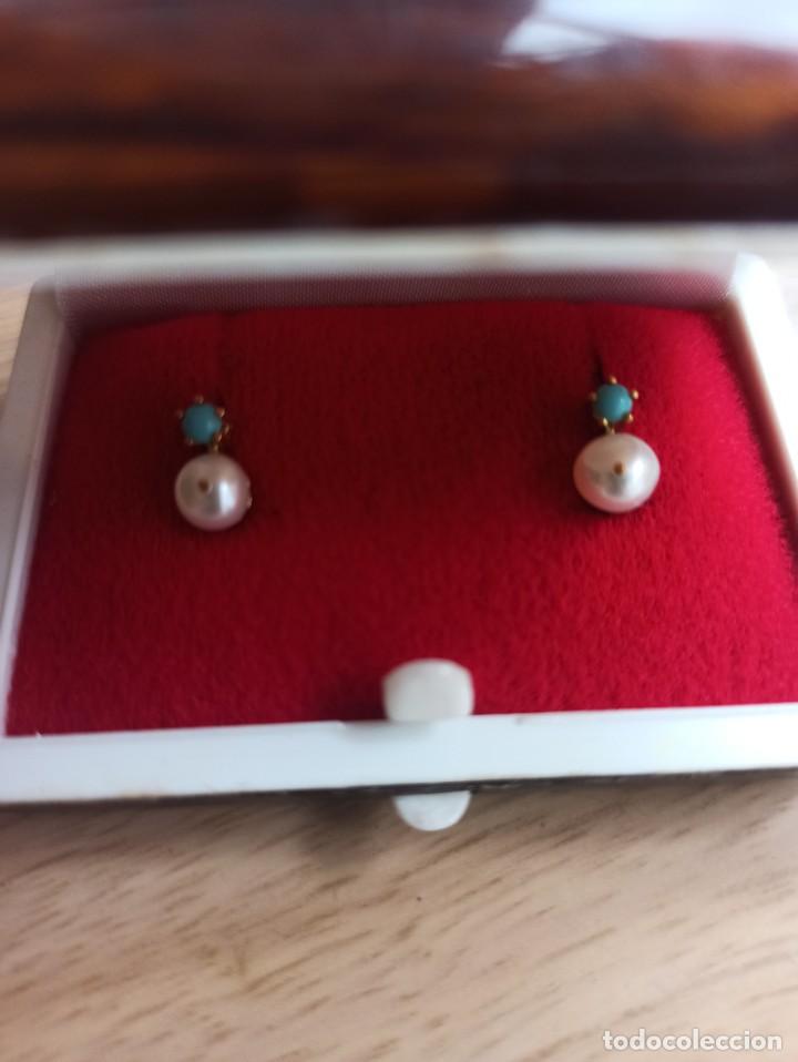 Joyeria: Pendientes ni&ntilde;a perla y turquesa - Foto 3