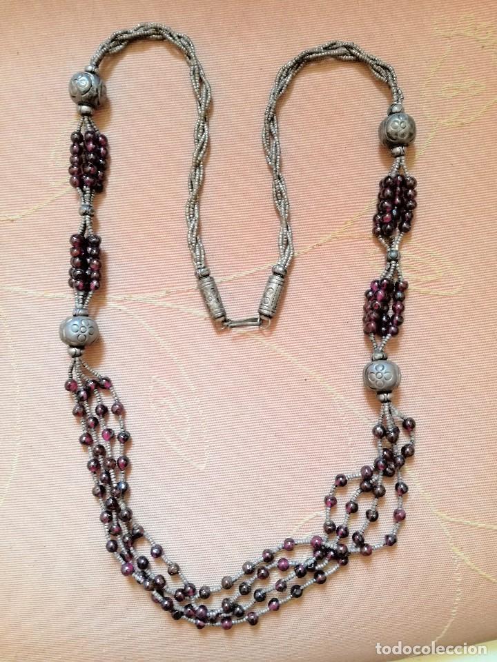 Joyeria: ANTIGUO COLLAR de PLATA ORIENTAL con GRANATES - Foto 2