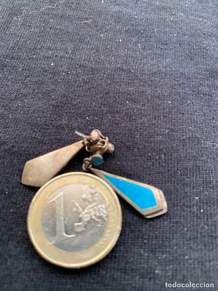 Joyeria: Pendientes de plata y turquesa. Cierre de presion - Foto 2