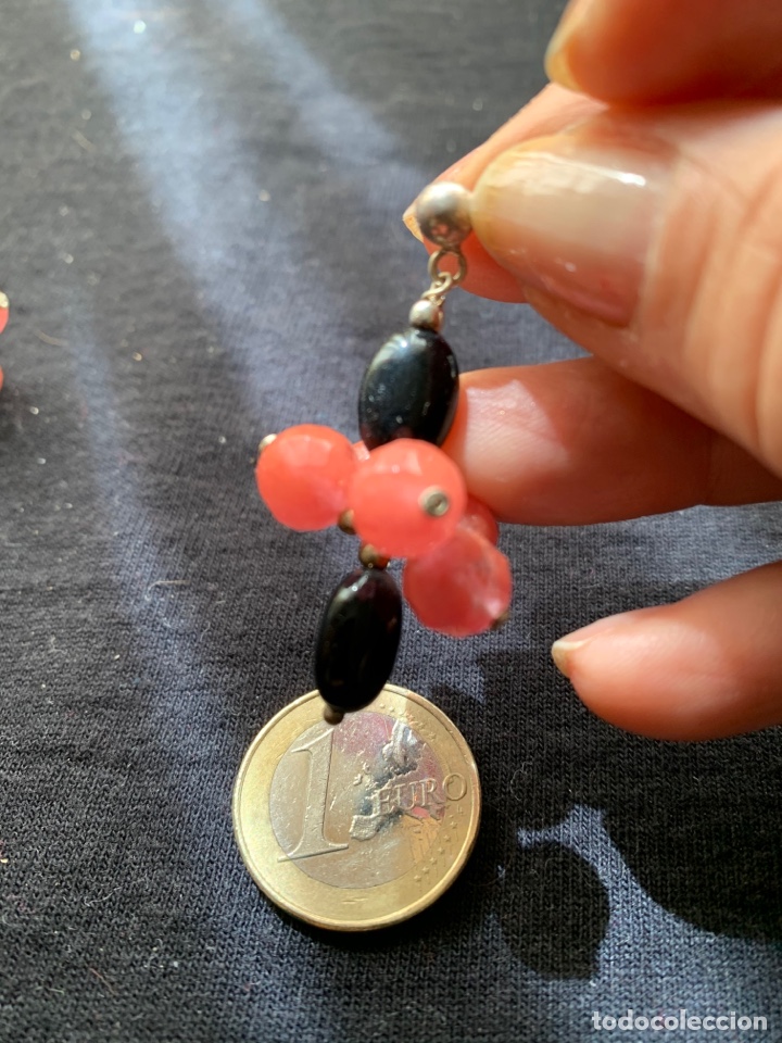 Joyeria: Pendientes rosas y negros &oacute;nix y &Aacute;gata y plata - Foto 2