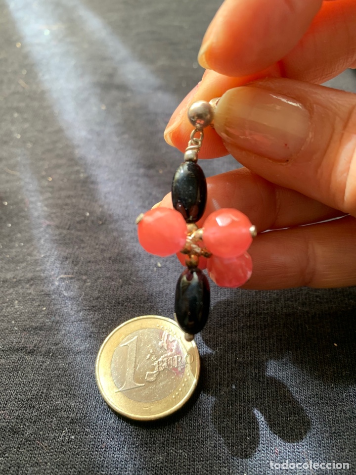 Joyeria: Pendientes rosas y negros &oacute;nix y &Aacute;gata y plata - Foto 1