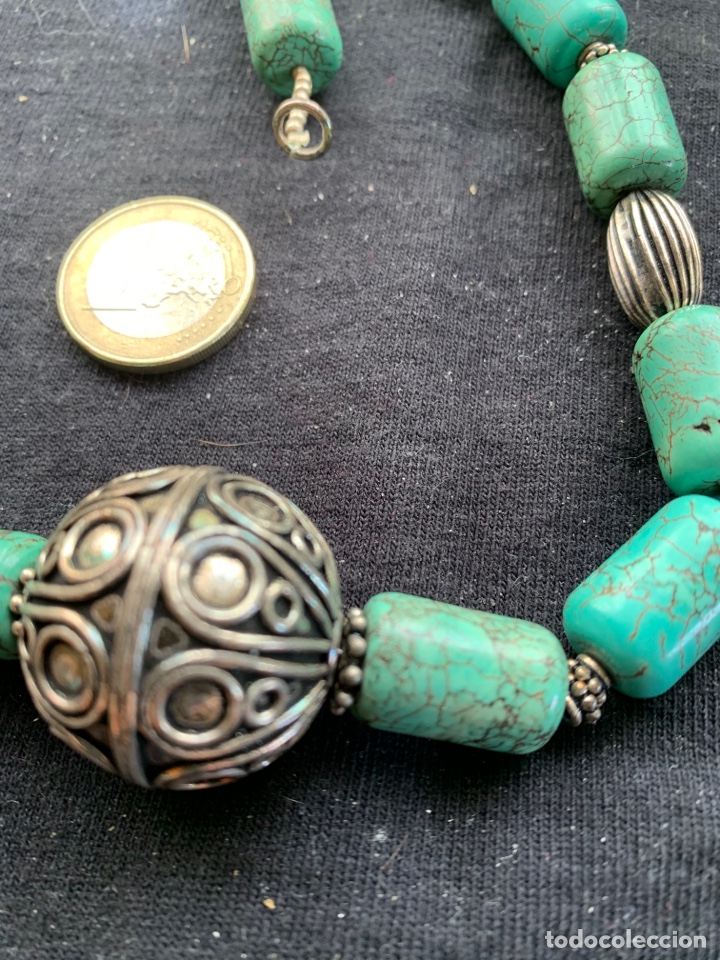 Joyeria: Gargantilla de plata y turquesas - Foto 2