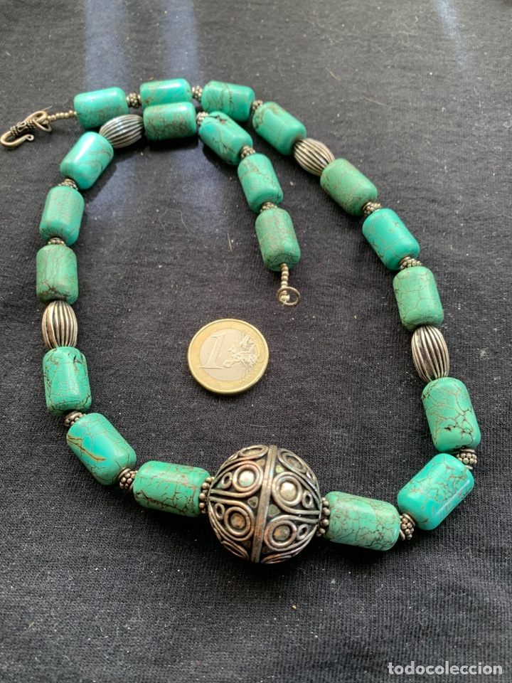 Joyeria: Gargantilla de plata y turquesas - Foto 1