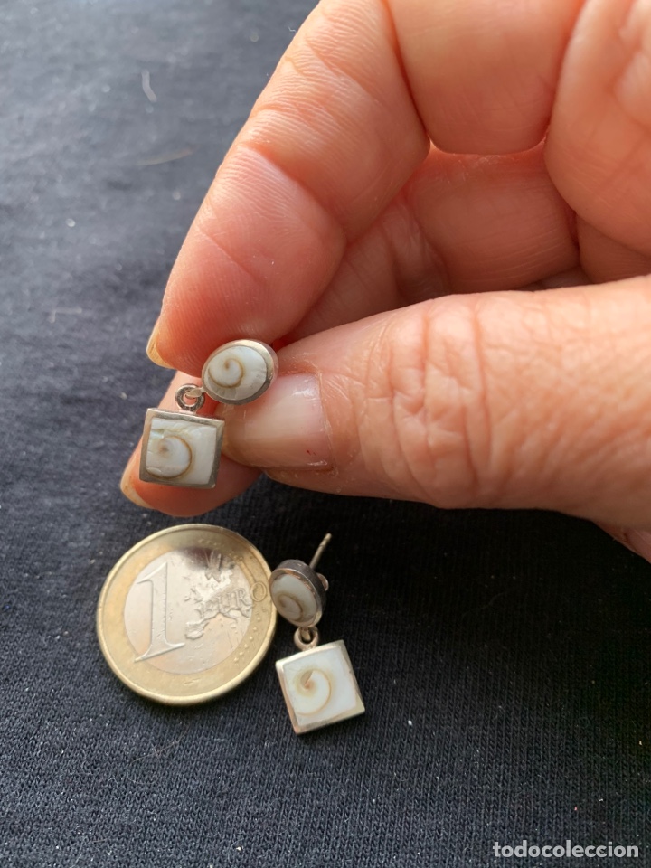 Joyeria: Pendientes de plata y blanco f&oacute;sil caracoles - Foto 2