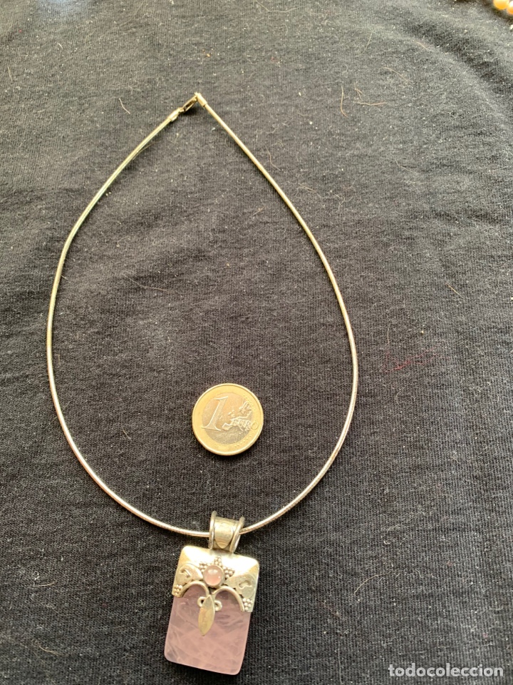 Joyeria: Colgante de cuarzo rosa con cadena de plata - Foto 1