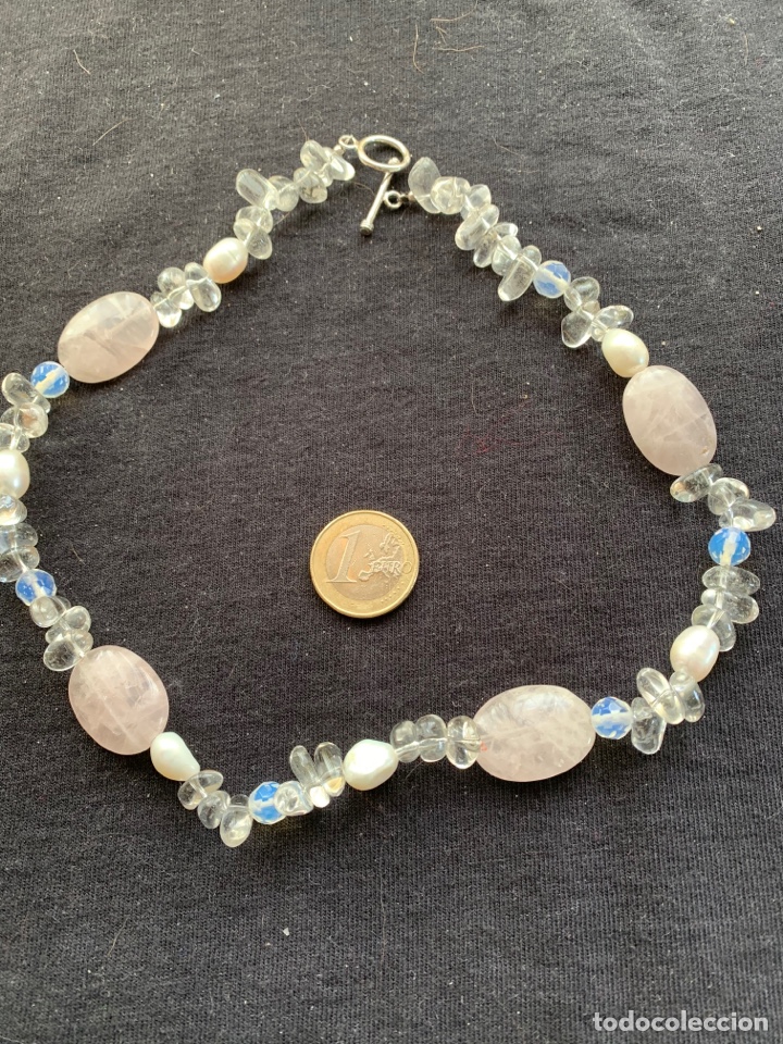 Joyeria: Gargantilla de plata con cuarzo rosa y cristal - Foto 1