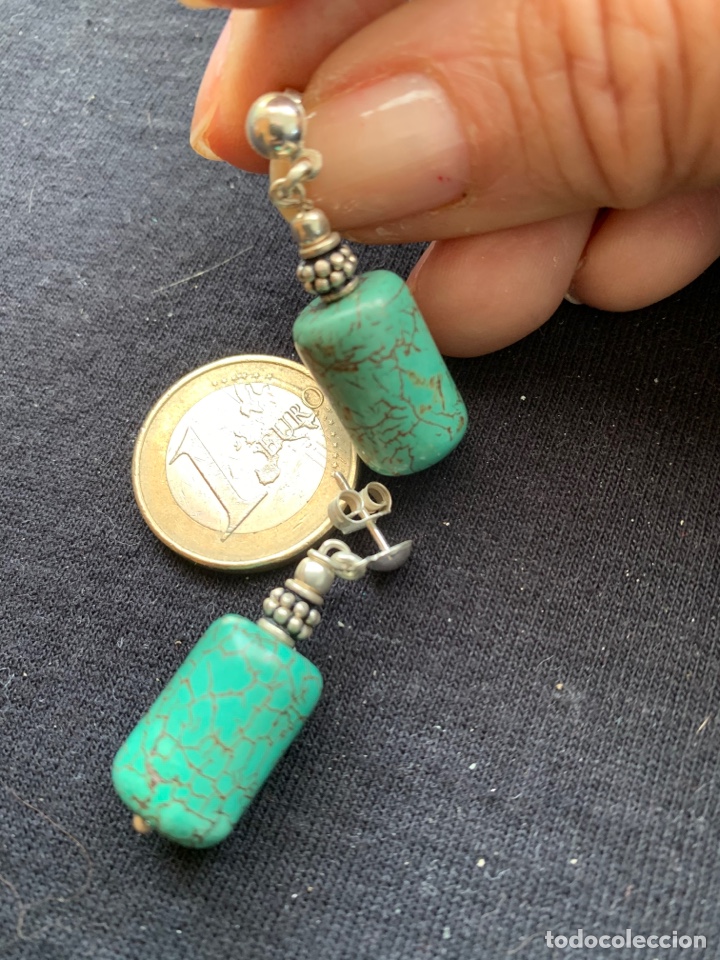 Joyeria: Pendientes de plata con turquesas - Foto 2