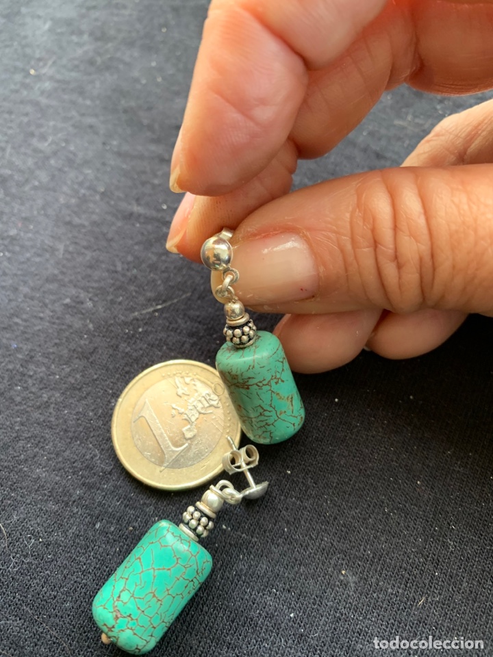 Joyeria: Pendientes de plata con turquesas - Foto 1