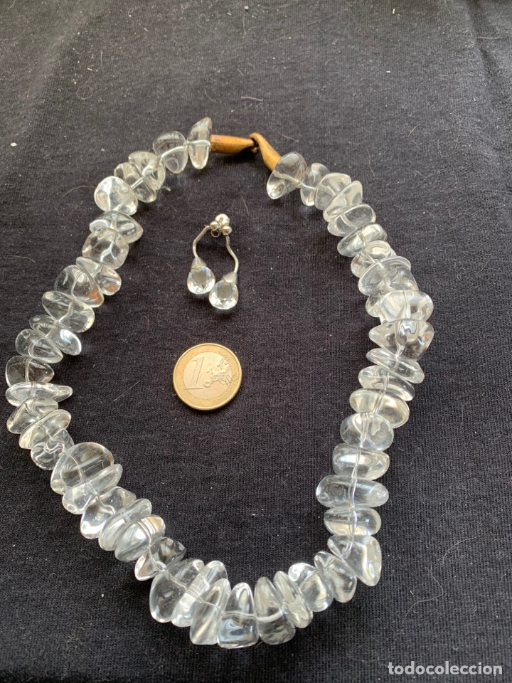 Joyeria: Collar de cristal de roca y pendientes a juego - Foto 1