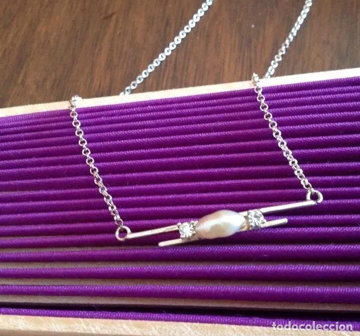 Joyeria: GARGANTILLA DE PLATA DE LEY CON PERLA DE R&Iacute;O Y CIRCONITAS - Foto 1