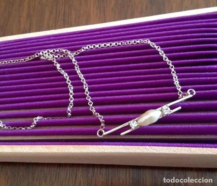 Joyeria: GARGANTILLA DE PLATA DE LEY CON PERLA DE R&Iacute;O Y CIRCONITAS - Foto 2