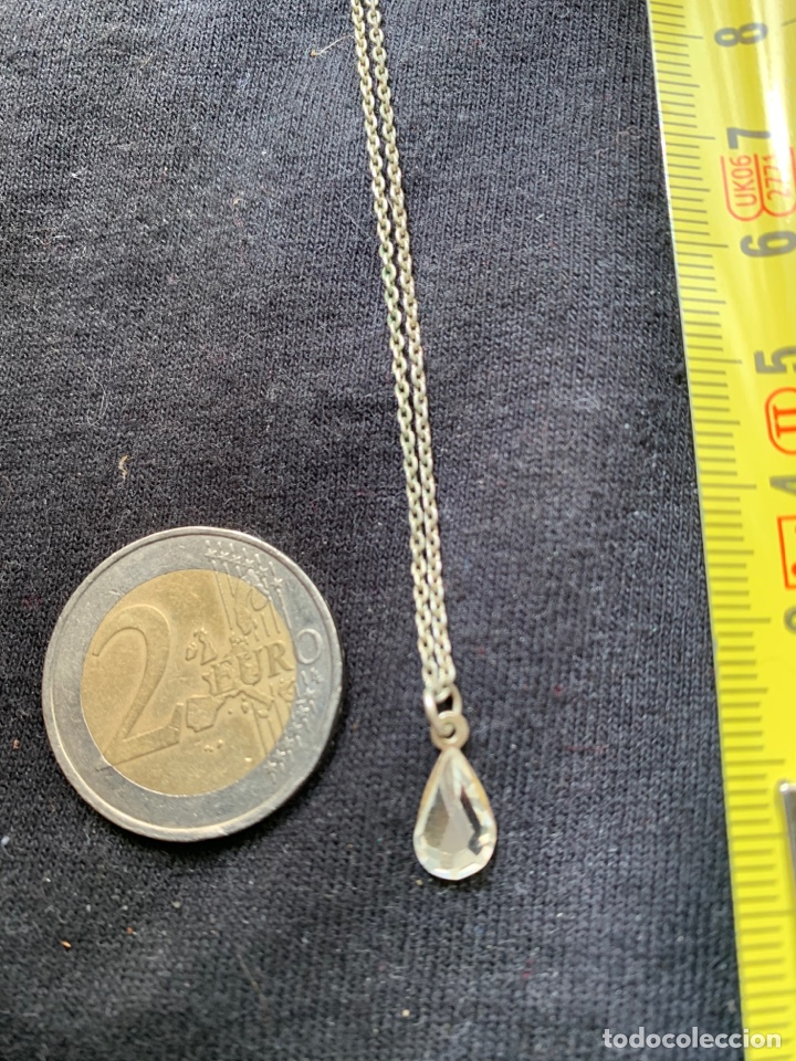 Joyeria: L&aacute;grima de piedra transparente en cadena plateada - Foto 2