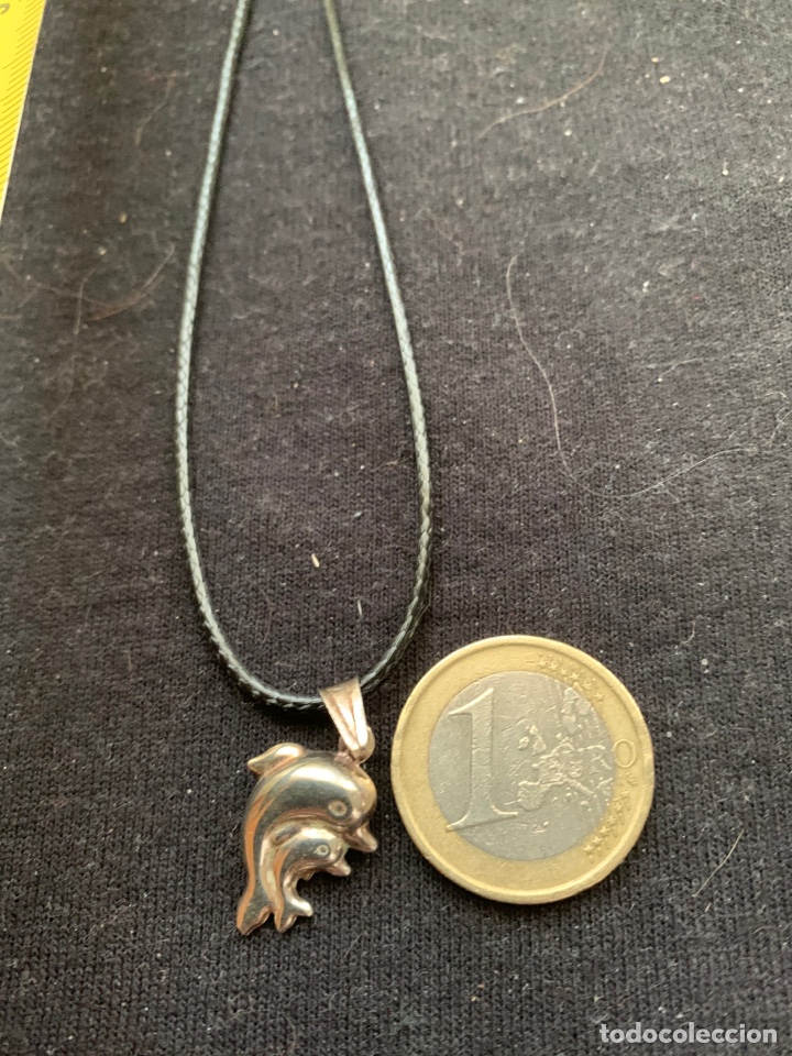 Joyeria: Colgante 2 delfines en plata en cord&oacute;n negro - Foto 1