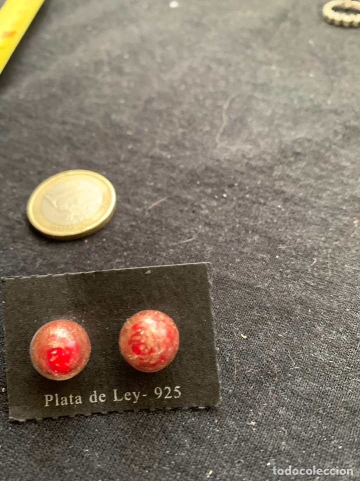Joyeria: Pendientes de Bolas de cristal de murano rojo montadas en plata - Foto 1