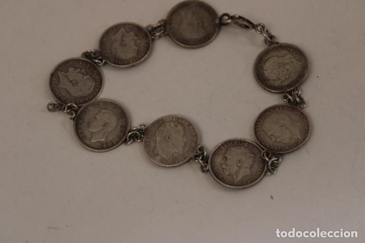 Joyeria: PULSERA MONEDAS PLATA STERLING DE GEORGE V. 1920. - Foto 2