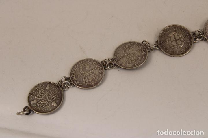 Joyeria: PULSERA MONEDAS PLATA STERLING DE GEORGE V. 1920. - Foto 3