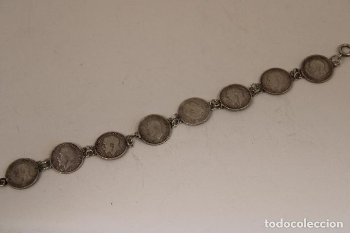 Joyeria: PULSERA MONEDAS PLATA STERLING DE GEORGE V. 1920. - Foto 6