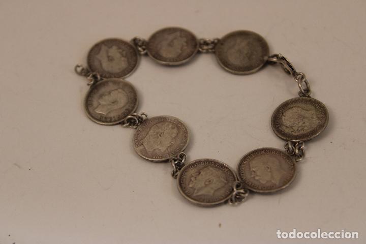 Joyeria: PULSERA MONEDAS PLATA STERLING DE GEORGE V. 1920. - Foto 1