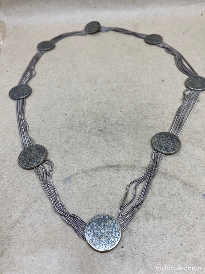 Joyeria: Collar de plata con 8 medallas con incrustaciones - Foto 1