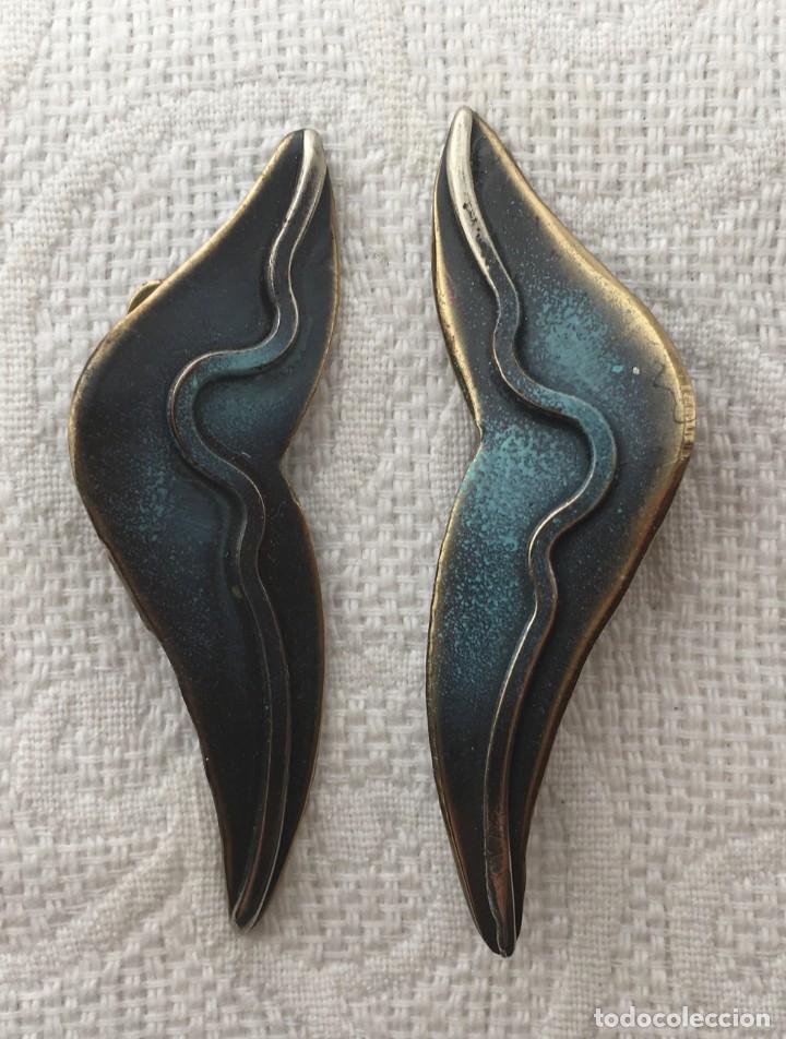 Gioielleria: Pendientes clip de lat&oacute;n pintado. Originales hechos a mano. Bisuter&iacute;a a&ntilde;os 80.