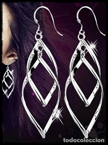 Joyeria: PENDIENTES CON DOBLE BUCLE EN FORMA DE GOTAS, BA&Ntilde;ADOS EN PLATA - Foto 1