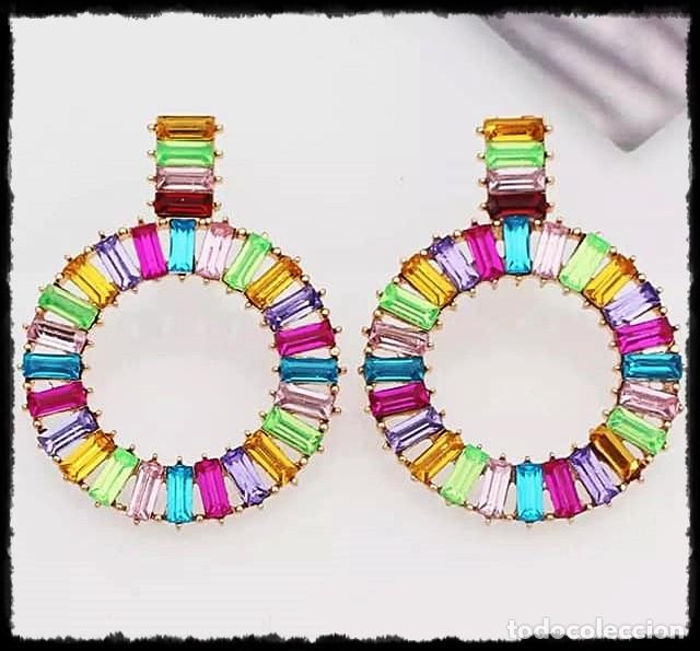 Joyeria: PRECIOSOS PENDIENTES REDONDOS CON CIRCONITAS MULTICOLOR. - Foto 1