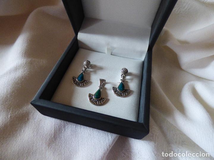 Joyeria: Pendientes y colgante,plata y Lapislazuli . Per&uacute;. . - Foto 1