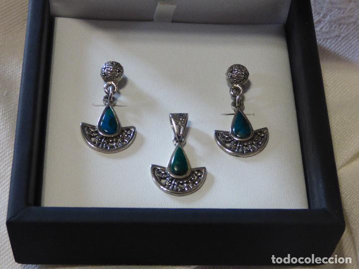 Joyeria: Pendientes y colgante,plata y Lapislazuli . Per&uacute;. . - Foto 2
