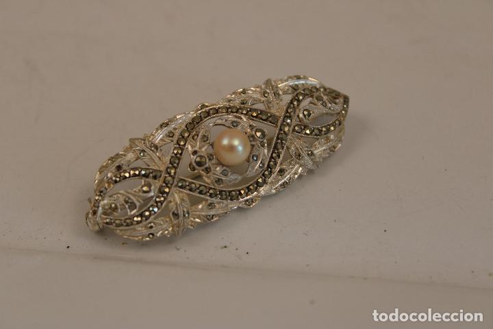 Joyeria: broche antiguo plata 925 con marquesitas - Foto 2