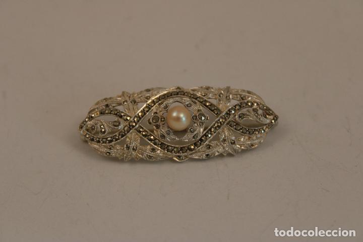 Joyeria: broche antiguo plata 925 con marquesitas - Foto 4