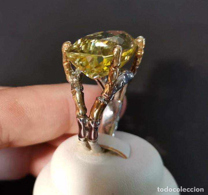 Joyeria: Anillo de plata y oro con gran Cuarzo Lim&oacute;n - Foto 1