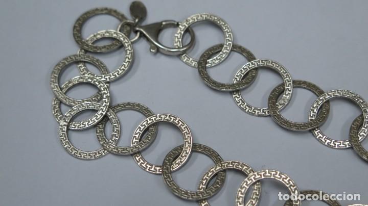 Joyeria: CONJUNTO DE PULSERA Y COLLAR. GRECA TIPO VERSACE. PLATA - Foto 2