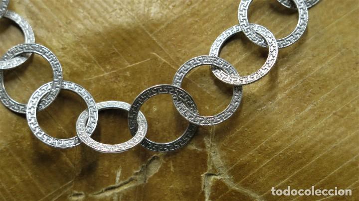 Joyeria: CONJUNTO DE PULSERA Y COLLAR. GRECA TIPO VERSACE. PLATA - Foto 3