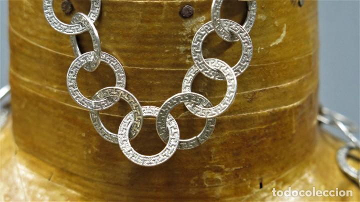 Joyeria: CONJUNTO DE PULSERA Y COLLAR. GRECA TIPO VERSACE. PLATA - Foto 4
