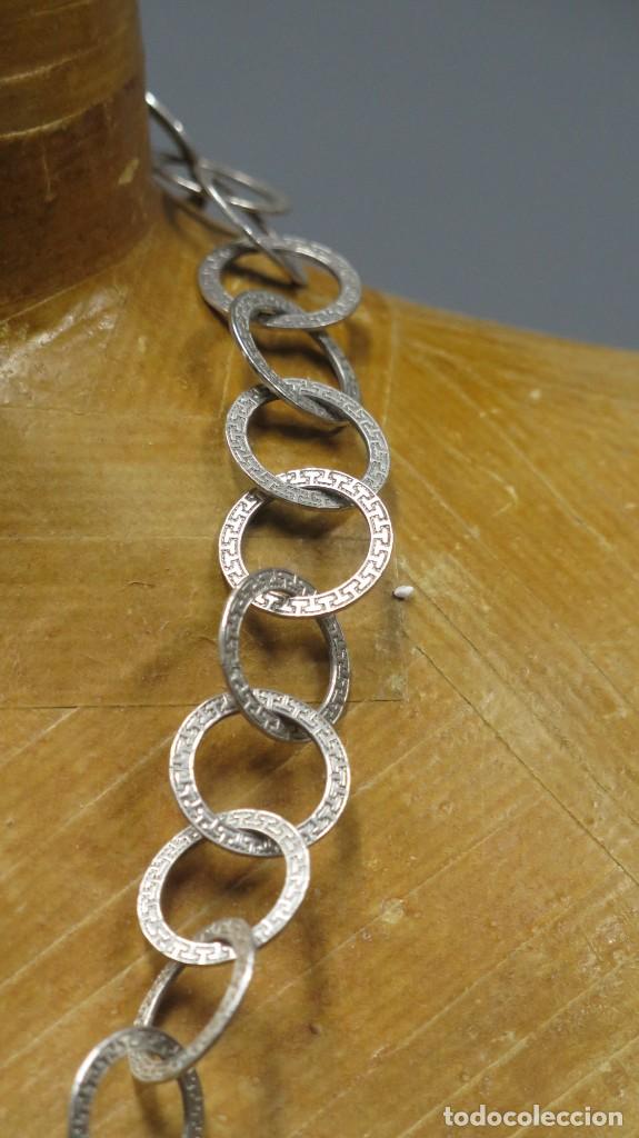 Joyeria: CONJUNTO DE PULSERA Y COLLAR. GRECA TIPO VERSACE. PLATA - Foto 5