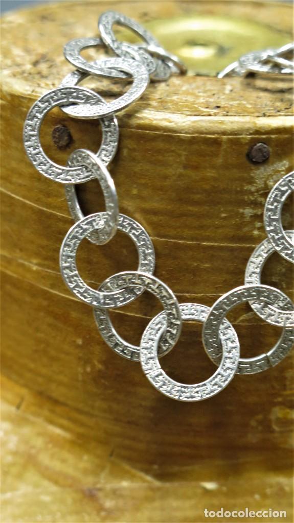 Joyeria: CONJUNTO DE PULSERA Y COLLAR. GRECA TIPO VERSACE. PLATA - Foto 6