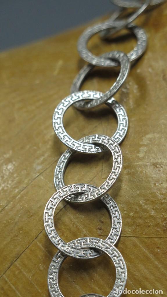 Joyeria: CONJUNTO DE PULSERA Y COLLAR. GRECA TIPO VERSACE. PLATA - Foto 7