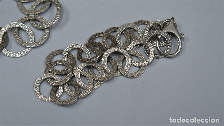 Joyeria: CONJUNTO DE PULSERA Y COLLAR. GRECA TIPO VERSACE. PLATA - Foto 8
