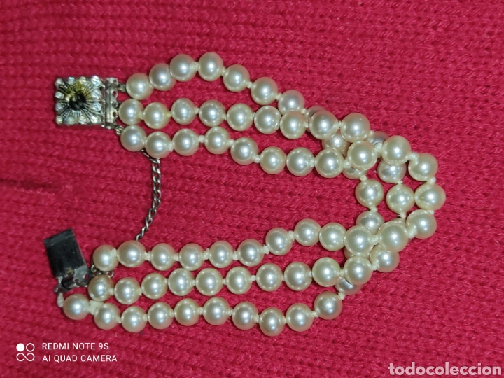 Joyeria: Pulsera de perlas con cadena de seguridad,vintage. - Foto 3