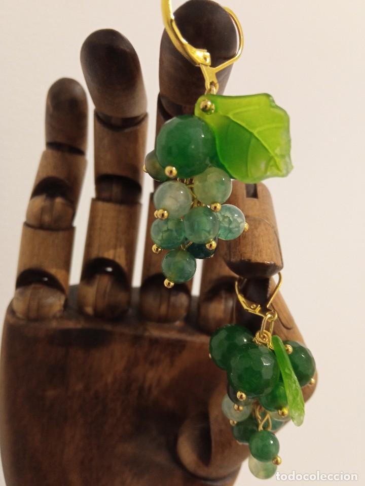 Joyeria: Pendientes perlas de &aacute;gatas naturales verdes - Foto 2