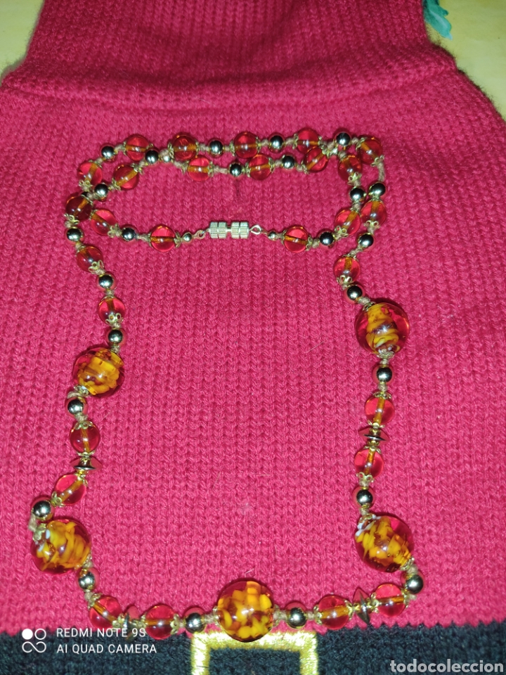 Joyeria: Collar largo de cristal de Murano imitando a &aacute;mbar. - Foto 2