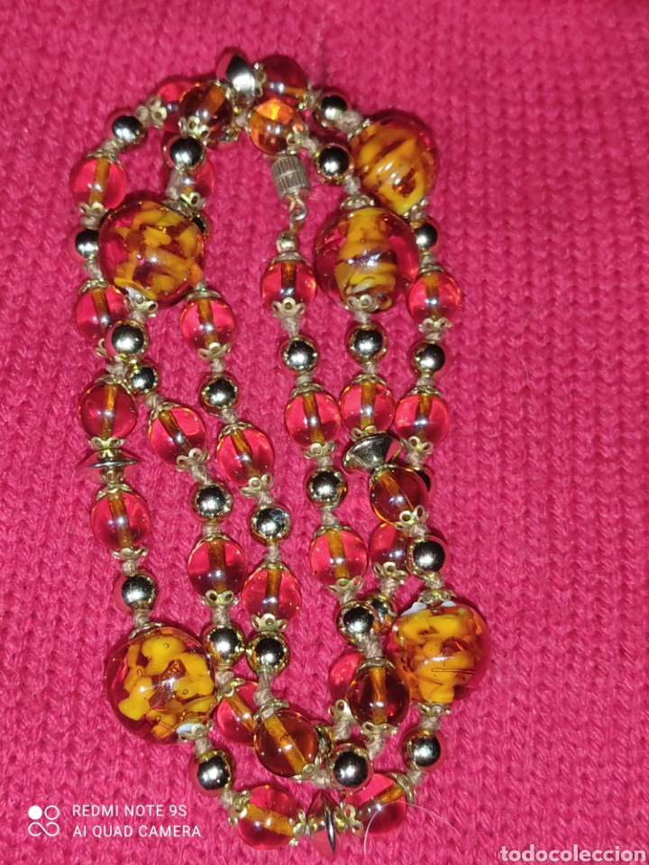 Joyeria: Collar largo de cristal de Murano imitando a &aacute;mbar. - Foto 5