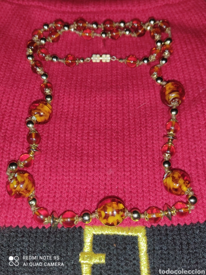 Joyeria: Collar largo de cristal de Murano imitando a &aacute;mbar. - Foto 1