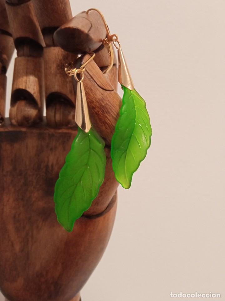 Joyeria: Pendientes de hoja y ba&ntilde;o oro - Foto 3
