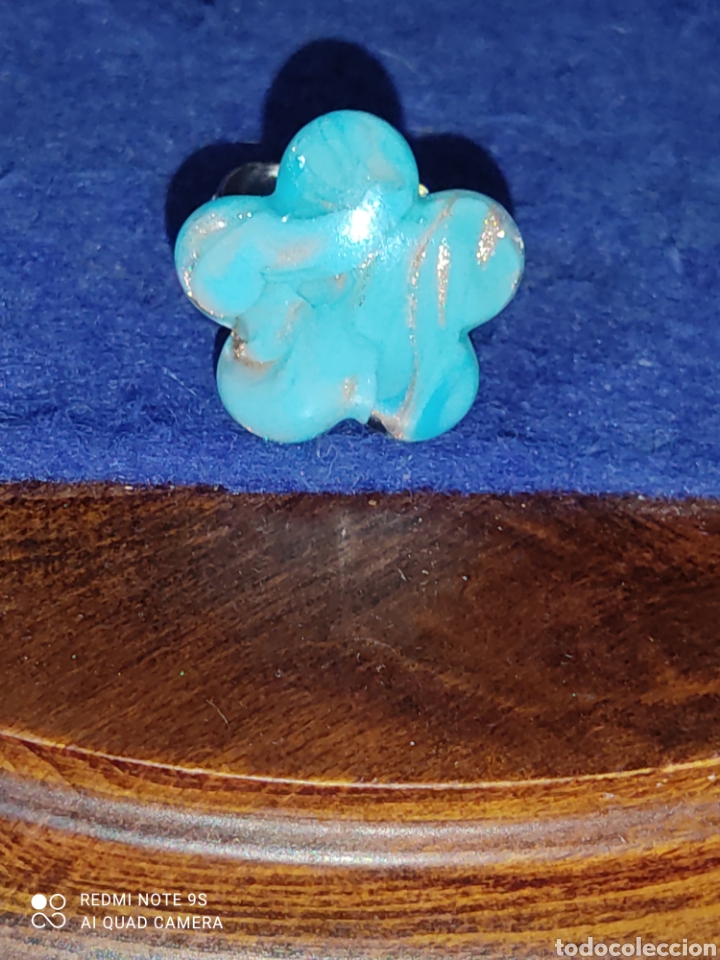 Joyeria: Anillo de plata contrastada con flor de cristal de murano. - Foto 1