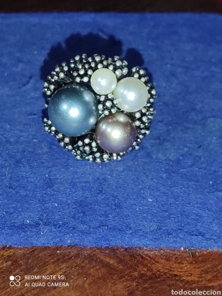 Joyeria: Anillo de plata y perlas ajustable. - Foto 2