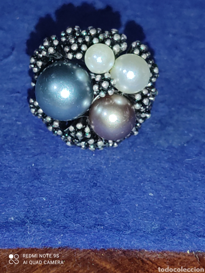 Joyeria: Anillo de plata y perlas ajustable. - Foto 3