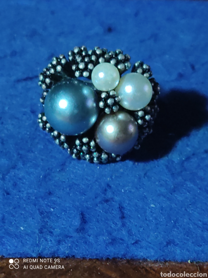 Joyeria: Anillo de plata y perlas ajustable. - Foto 1