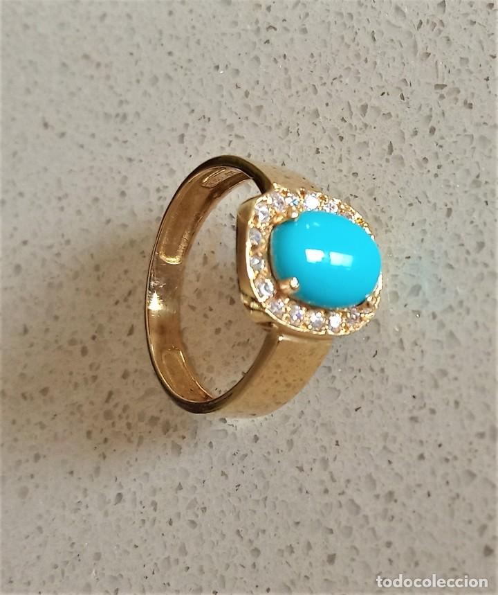 anillo oro 18k y turquesa - Anillos Antiguos en todocoleccion - 268308044